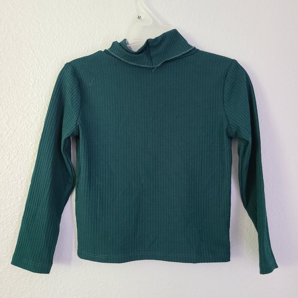 GB Girls Ribbed Mock Neck Long Sleeve Top Green Size 4 NWT - Picture 3 of 9